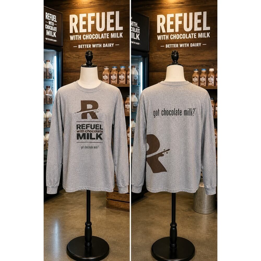 Refuel Chocolate Milk Long Sleeve Tee Got Milk Promo Shirt L